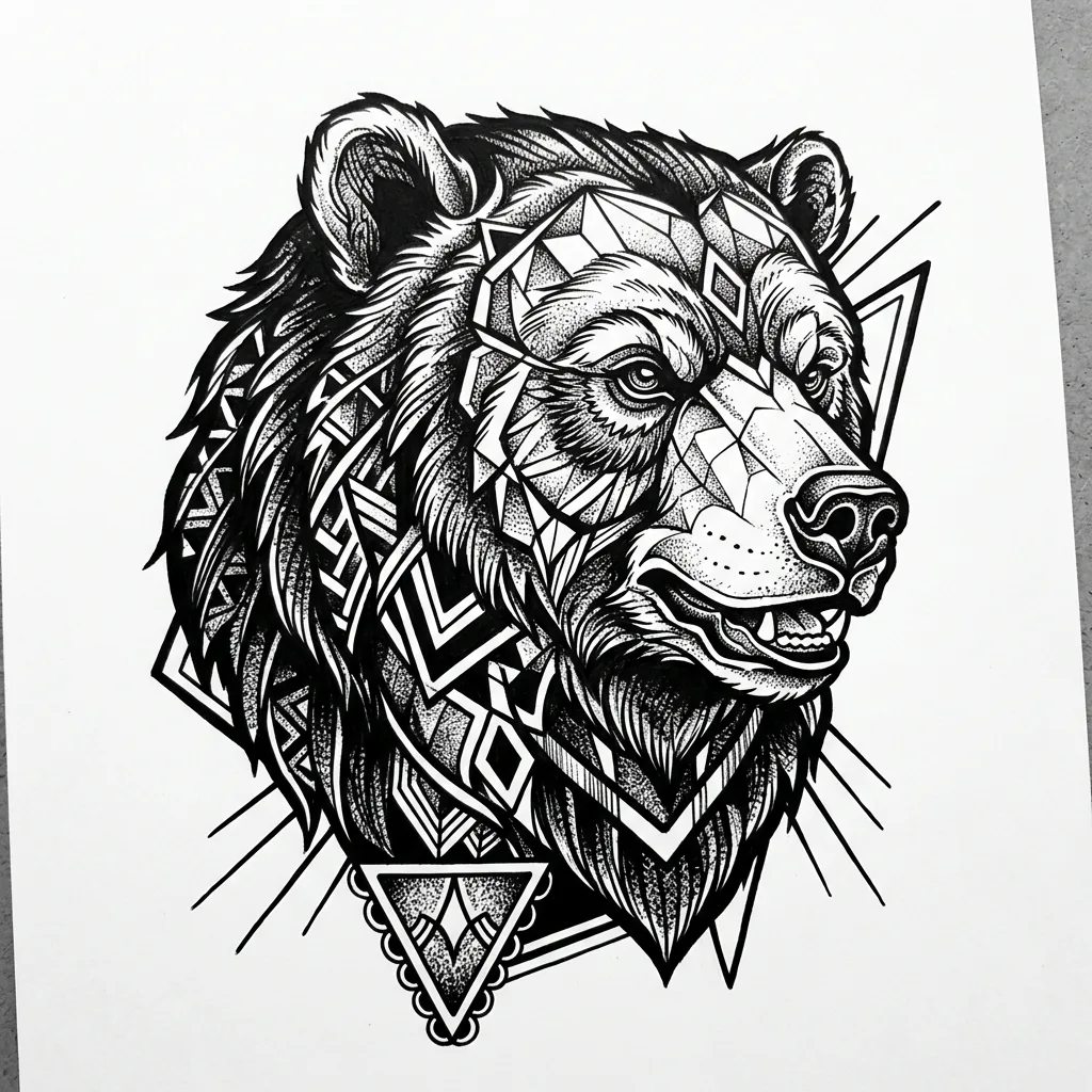 Bear Blackwork tattoo design