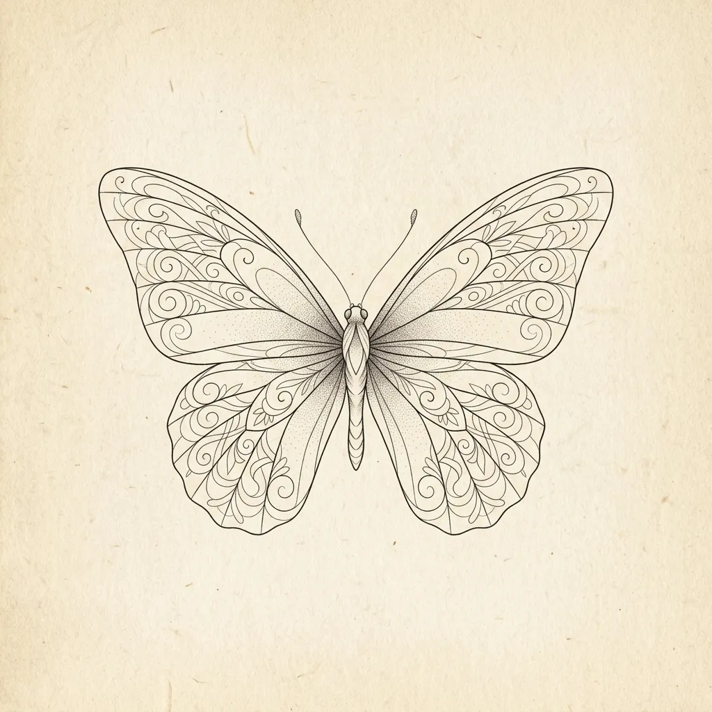 Butterfly Fine Line tattoo design