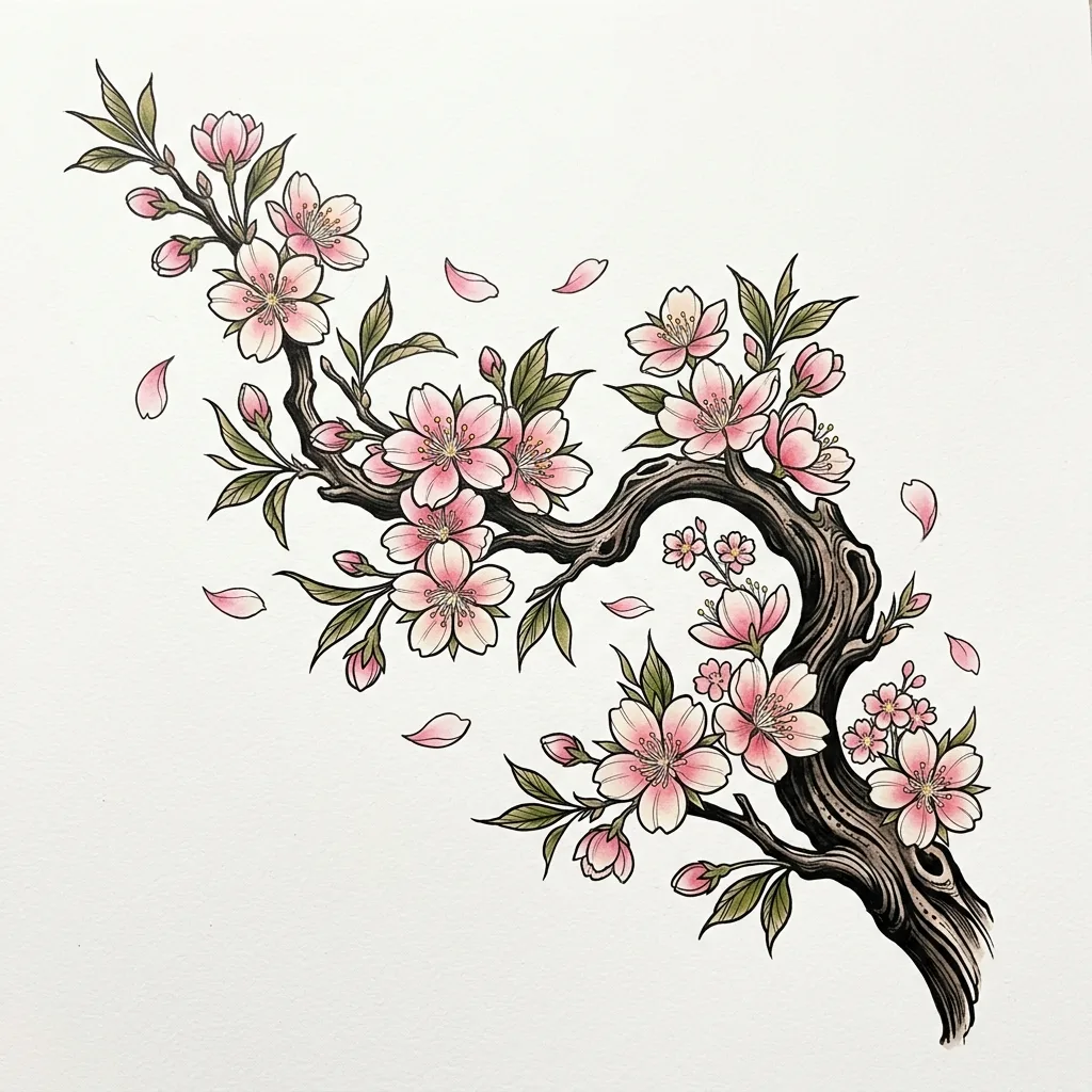Cherry Blossom Japanese tattoo design