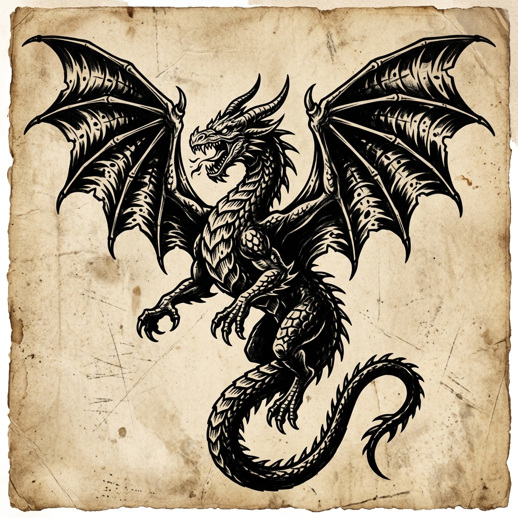 Dragon Blackwork Tattoo