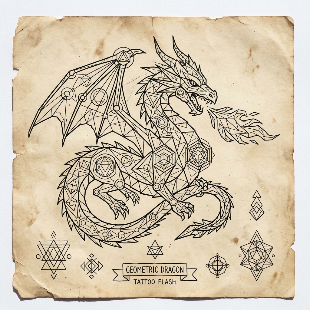 Dragon Geometric Tattoo