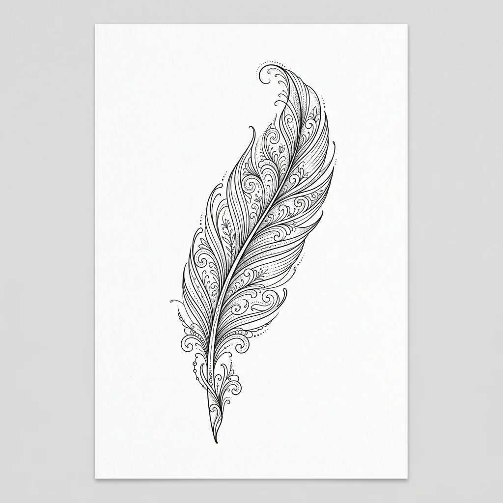 Feather Fine Line tattoo design