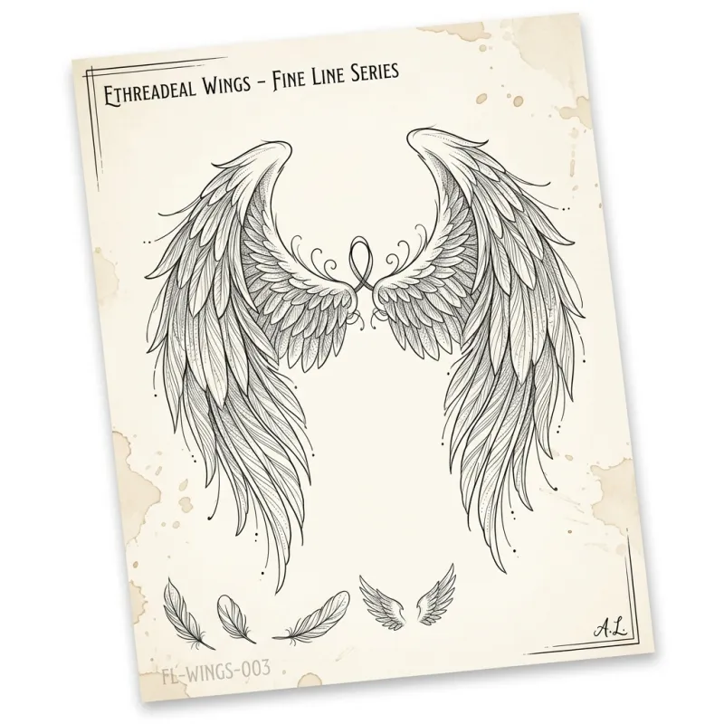 Fine Line Angel Wings