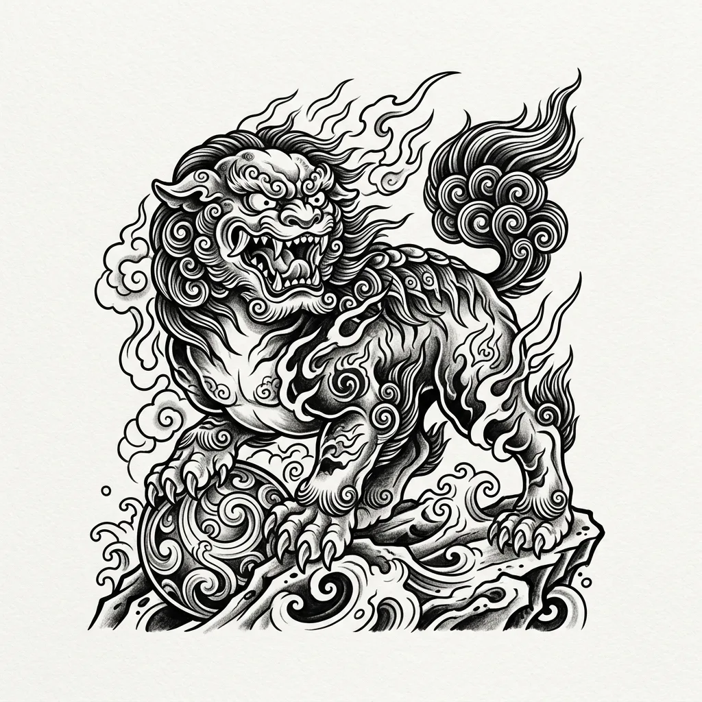 Foo Dog Japanese tattoo design