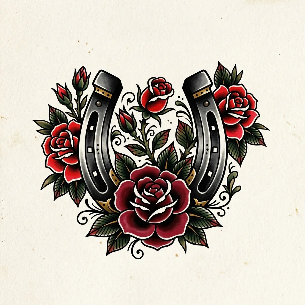 Horseshoe Traditional tattoo design