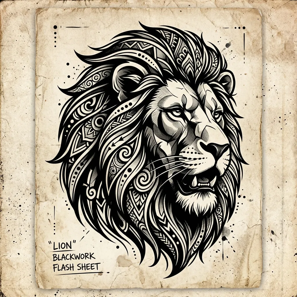 Lion Blackwork tattoo design