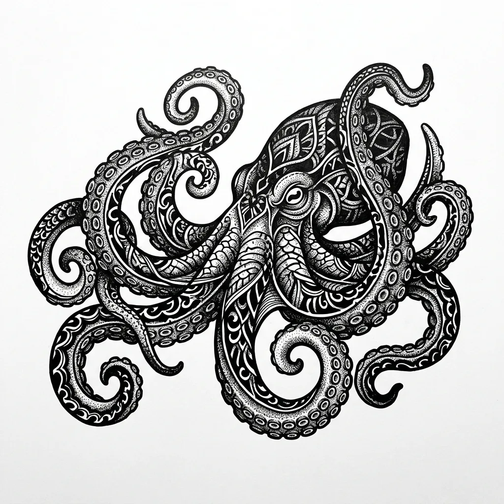 Octopus Blackwork tattoo design