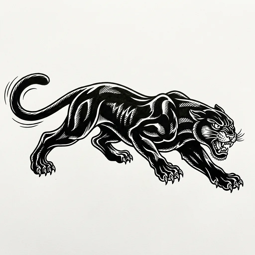 Panther Blackwork tattoo design