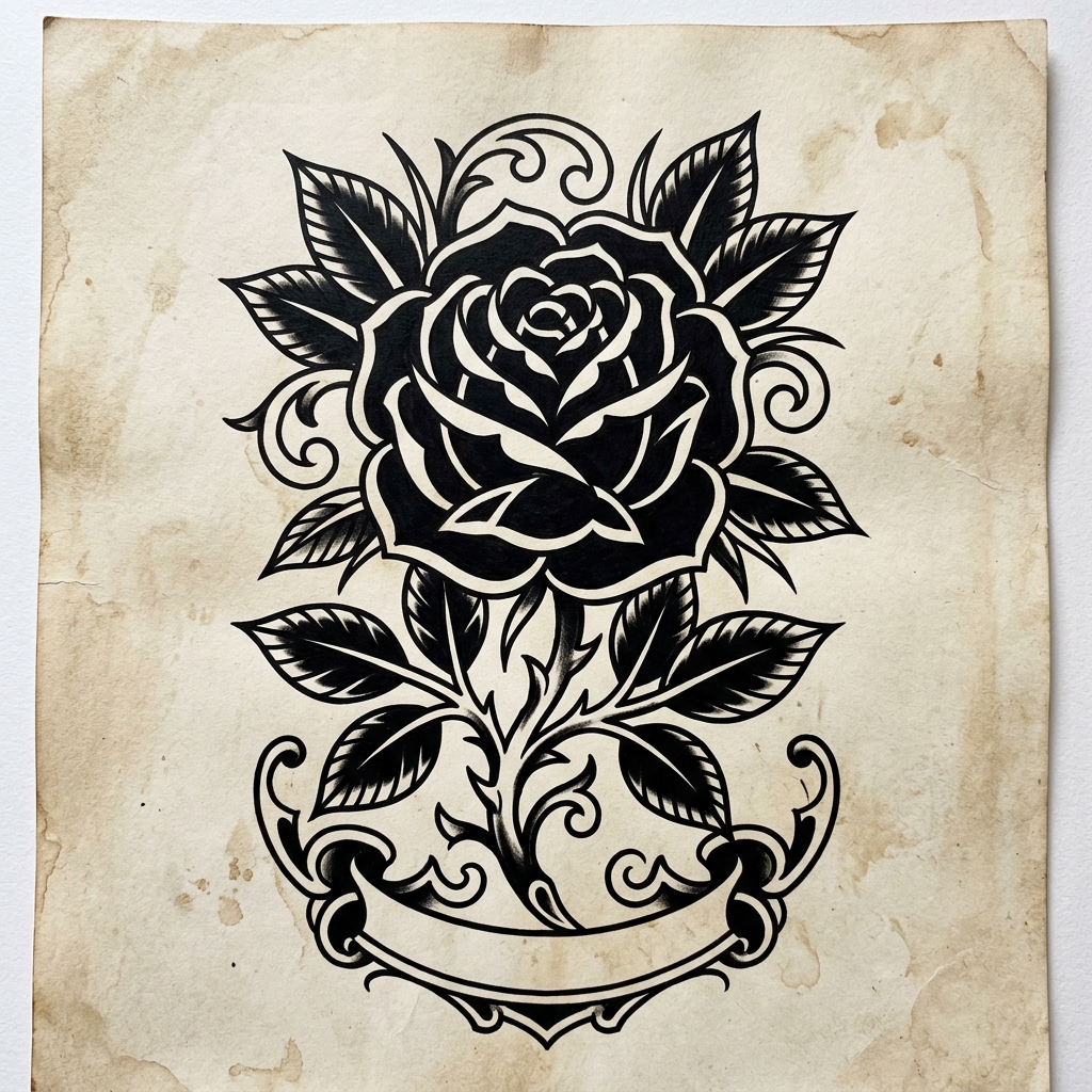 Rose Blackwork Tattoo