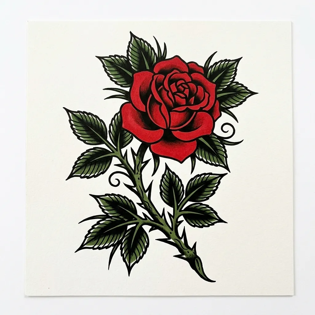 Rose Fine Line Tattoo
