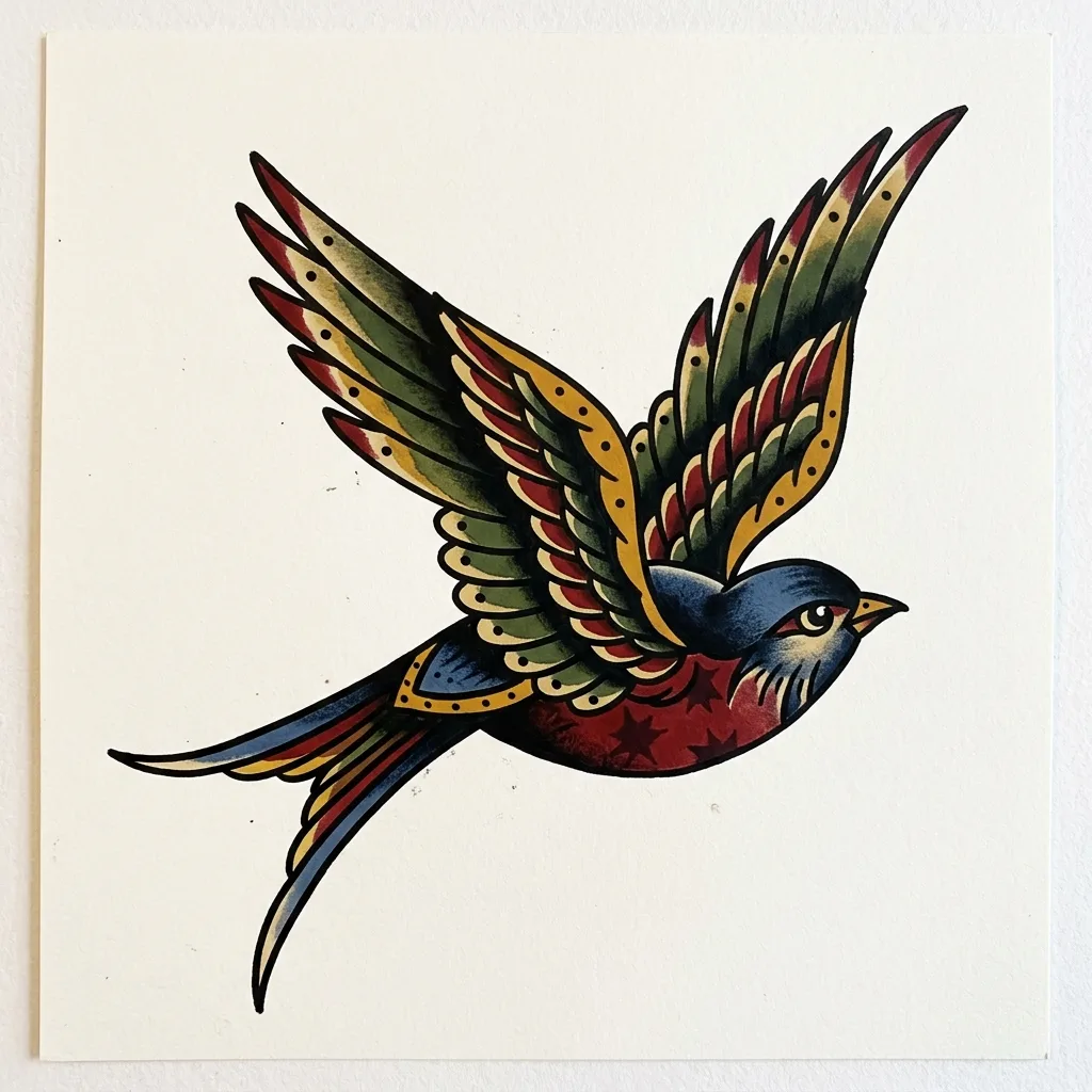 Swallow Traditional tattoo design