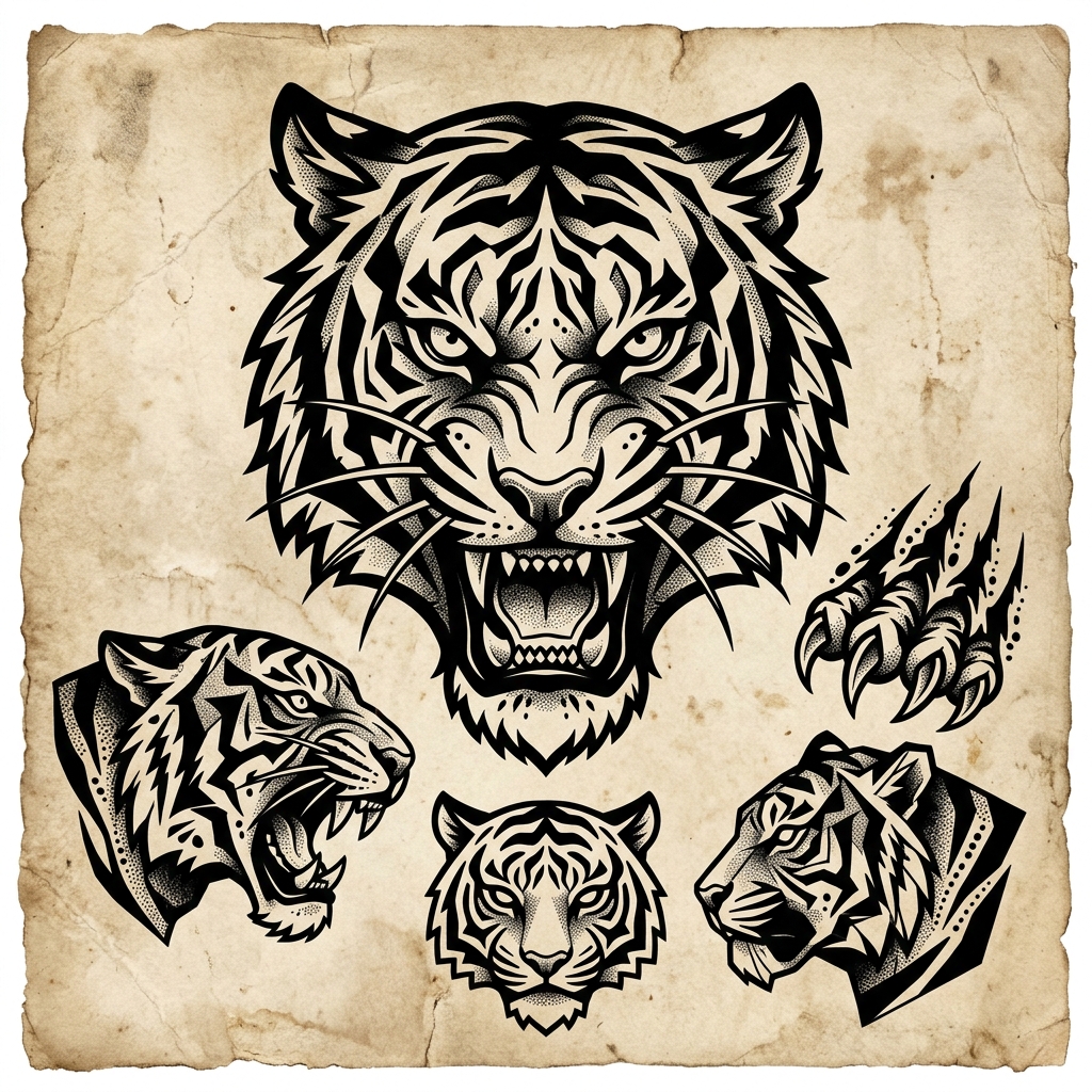 Tiger Blackwork Tattoo