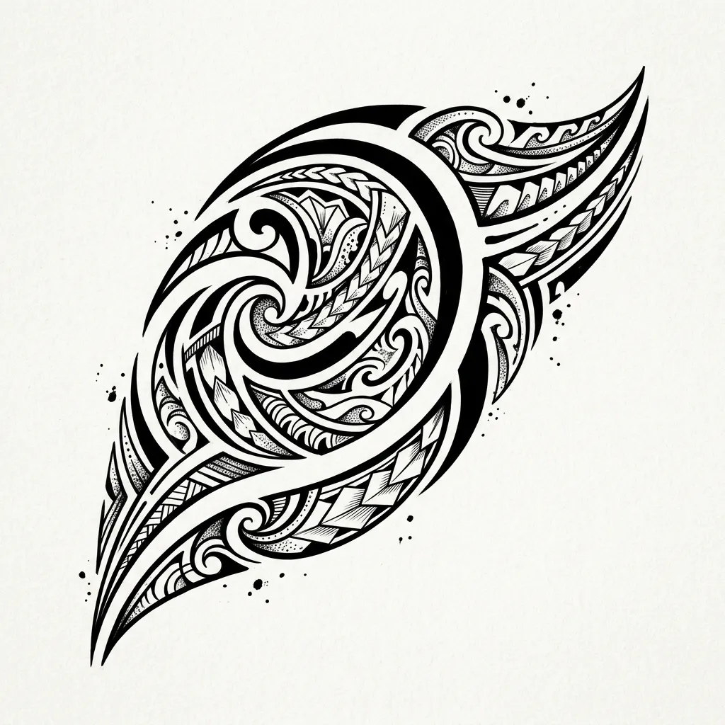 Contemporary tribal tattoo blending Polynesian patterns with modern geometric elements