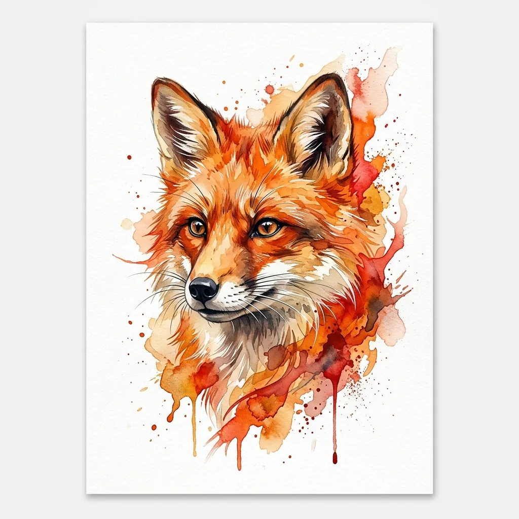 Watercolor Fox tattoo design