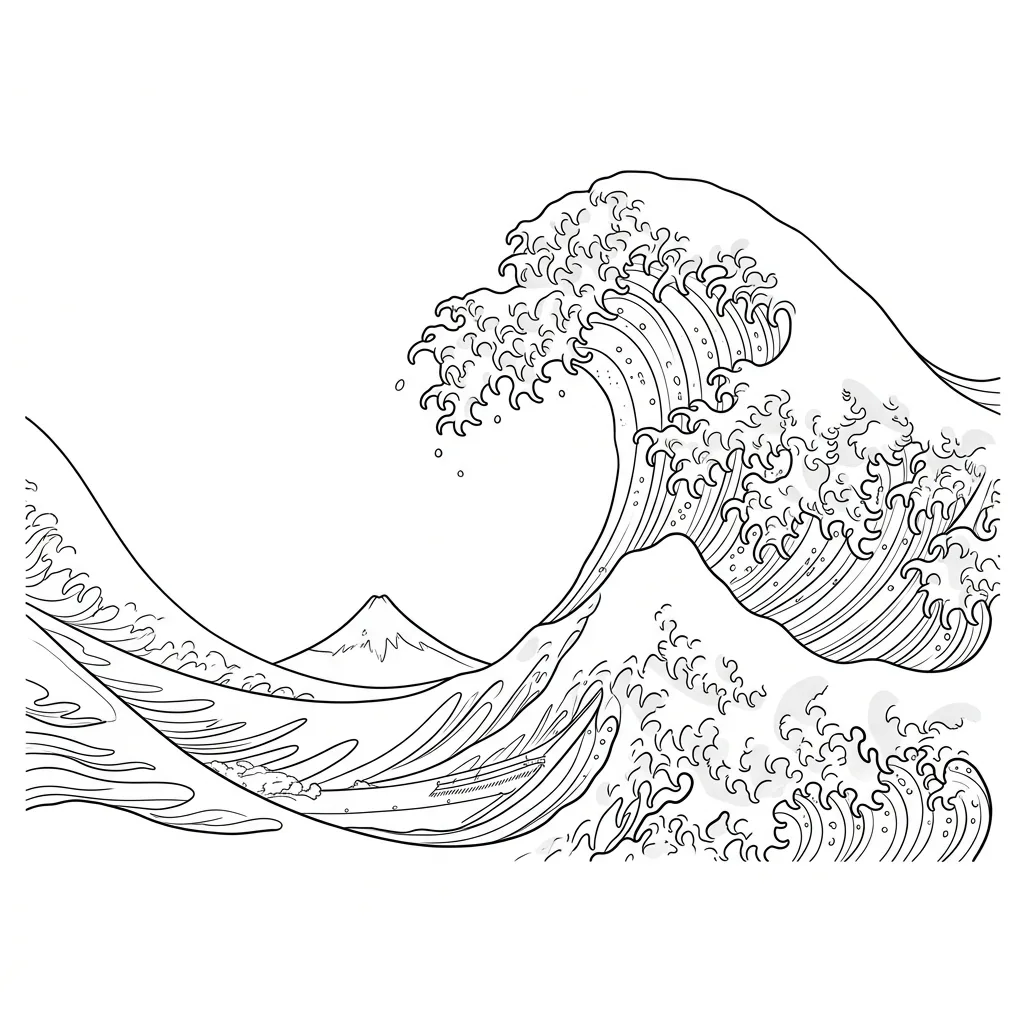 Wave Fine Line tattoo design