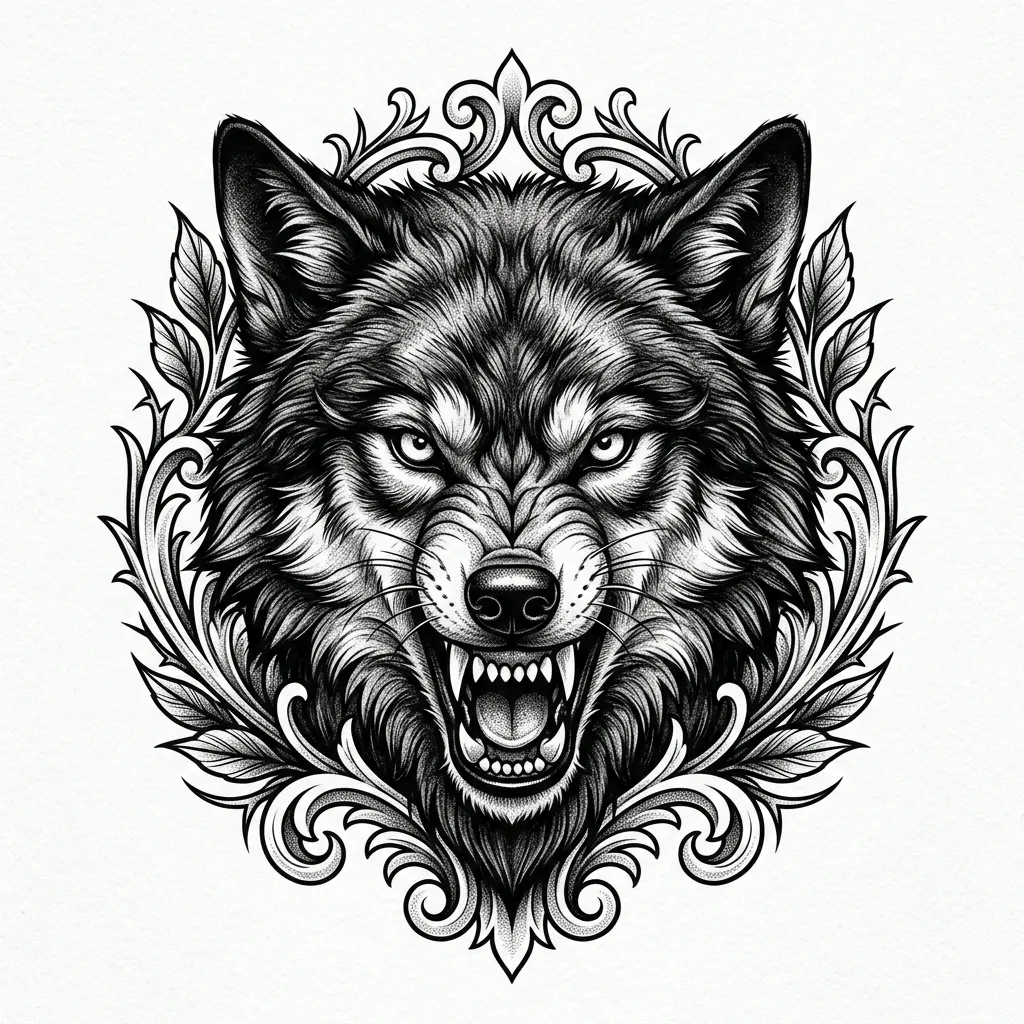 Wolf Geometric Tattoo