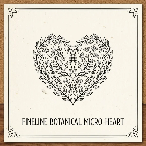 Botanical Micro-Heart Tattoo Design