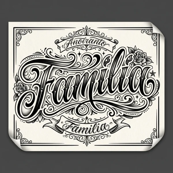 Chicano Script Familia Tattoo Design