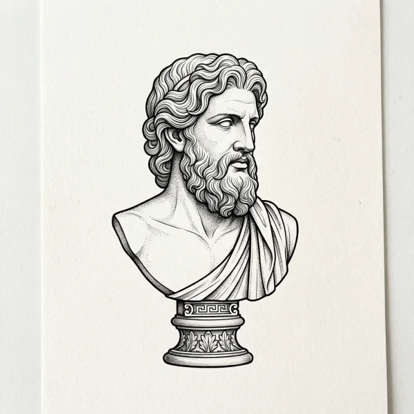Fine Line Greek Statue Tattoo Design