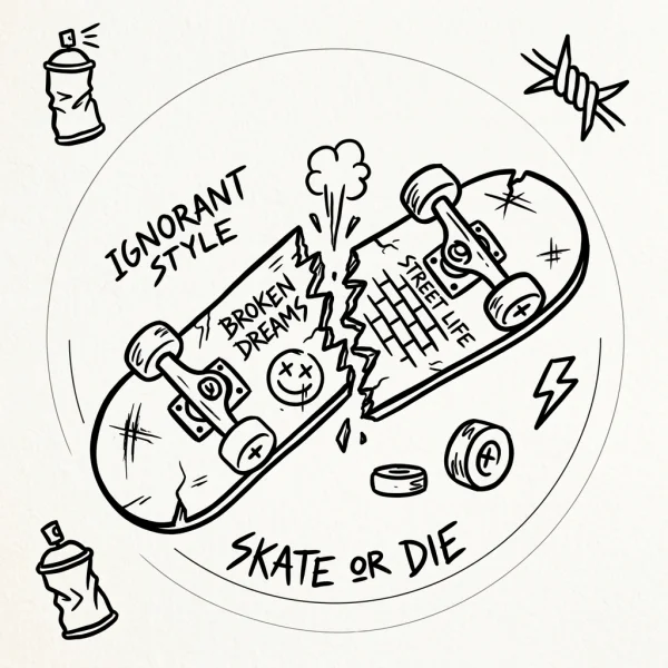 Ignorant Skateboard Tattoo Design