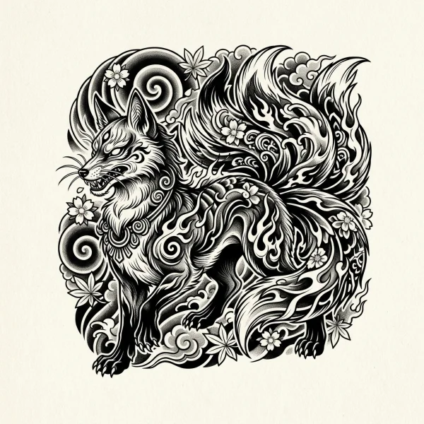 Irezumi Kitsune Fox Tattoo Design