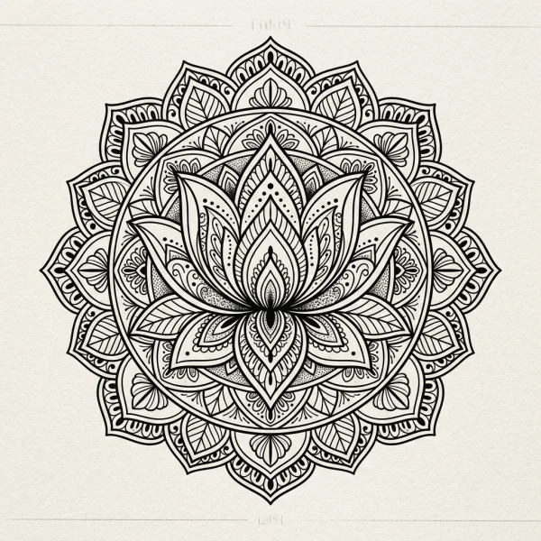 Ornamental Lotus Mandala Tattoo Design