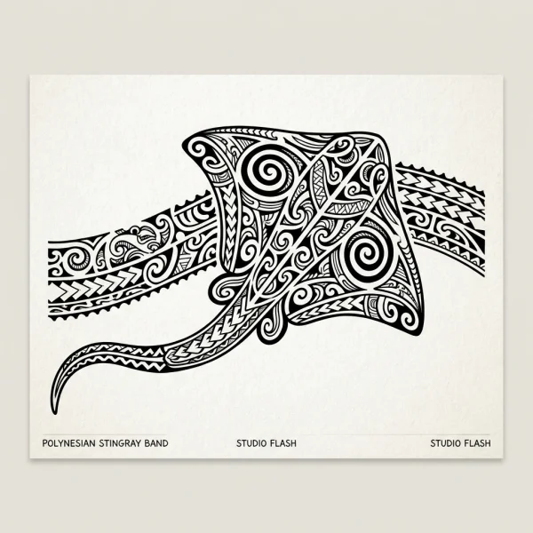 Polynesian Stingray Band Tattoo Design