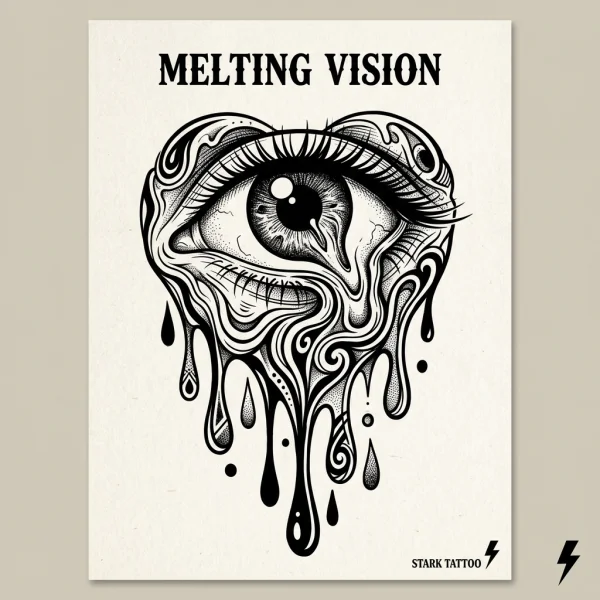 Surrealist Melting Eye Tattoo Design