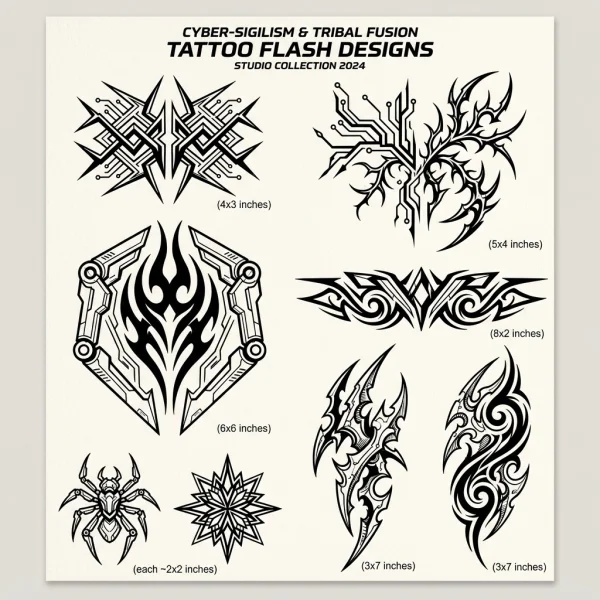 Tribal Cyber-Sigilism Tattoo Design