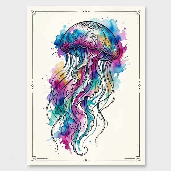 Watercolor Jellyfish Tattoo Design